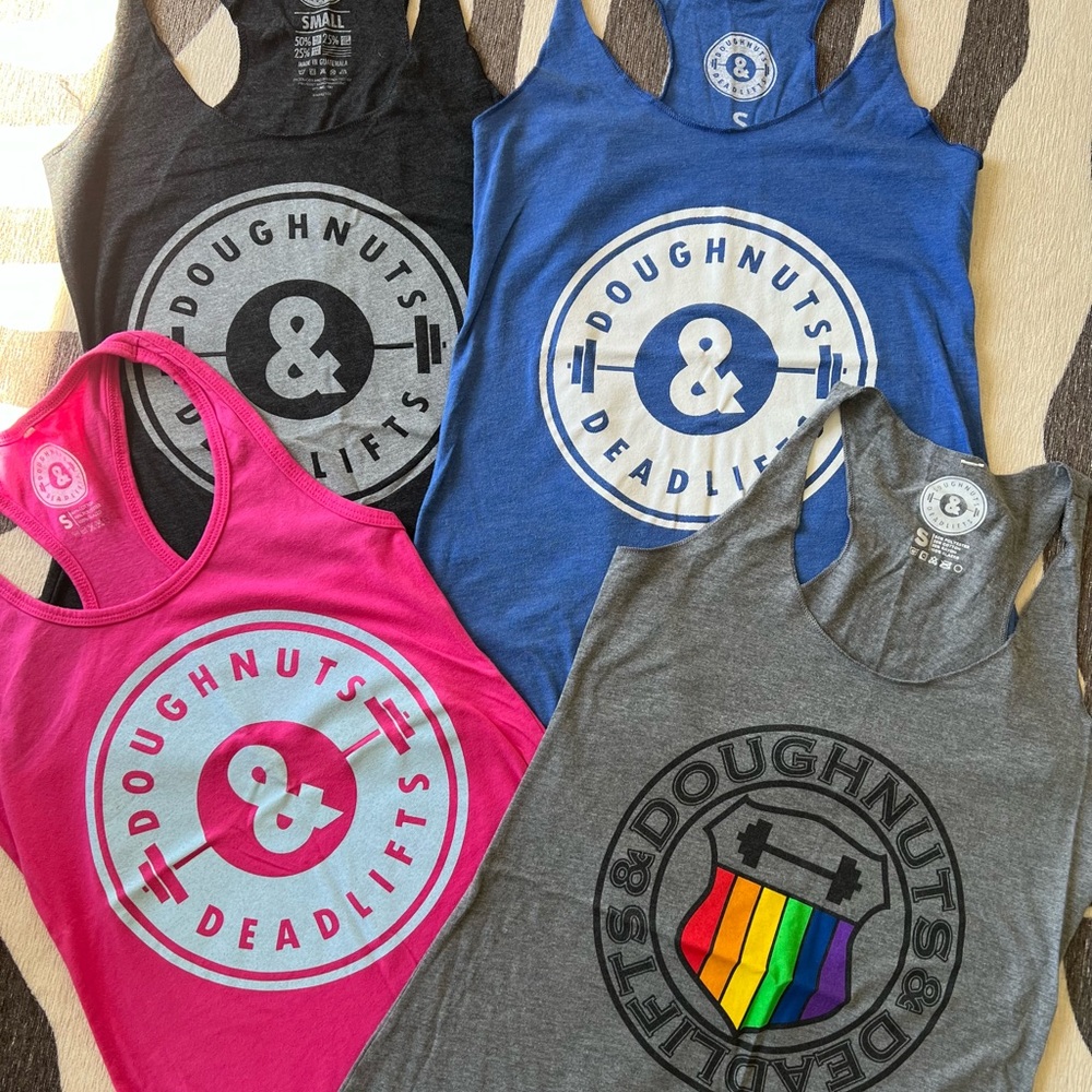 Bundle of 4 tank tops from Doughnuts and Deadlifts.